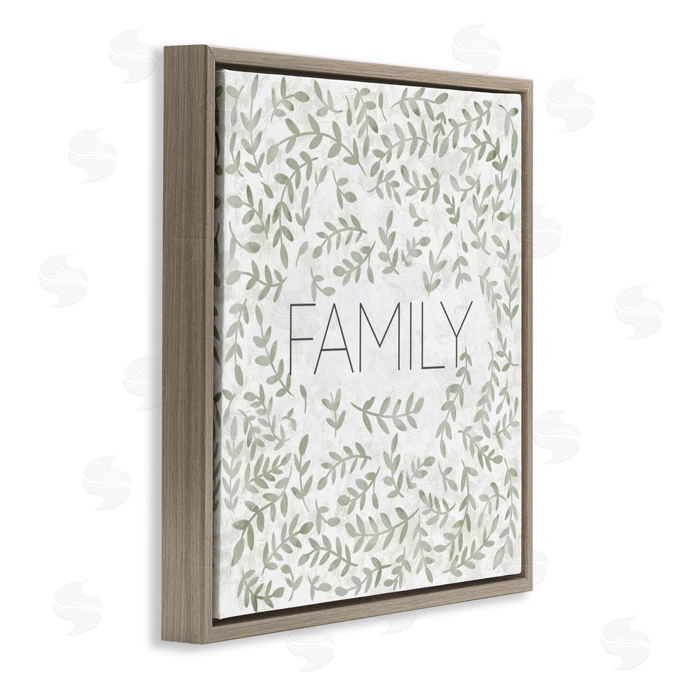 Sundance Graphics Curved Ivy Sprigs Family Brown Floating Frame Canvas Wall Art Print