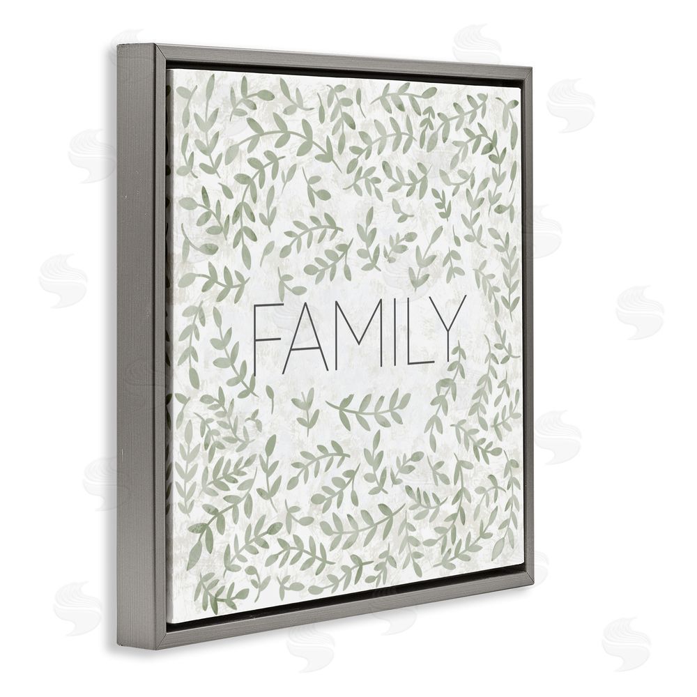 Sundance Graphics Curved Ivy Sprigs Family Gray Floating Frame Canvas Wall Art Print