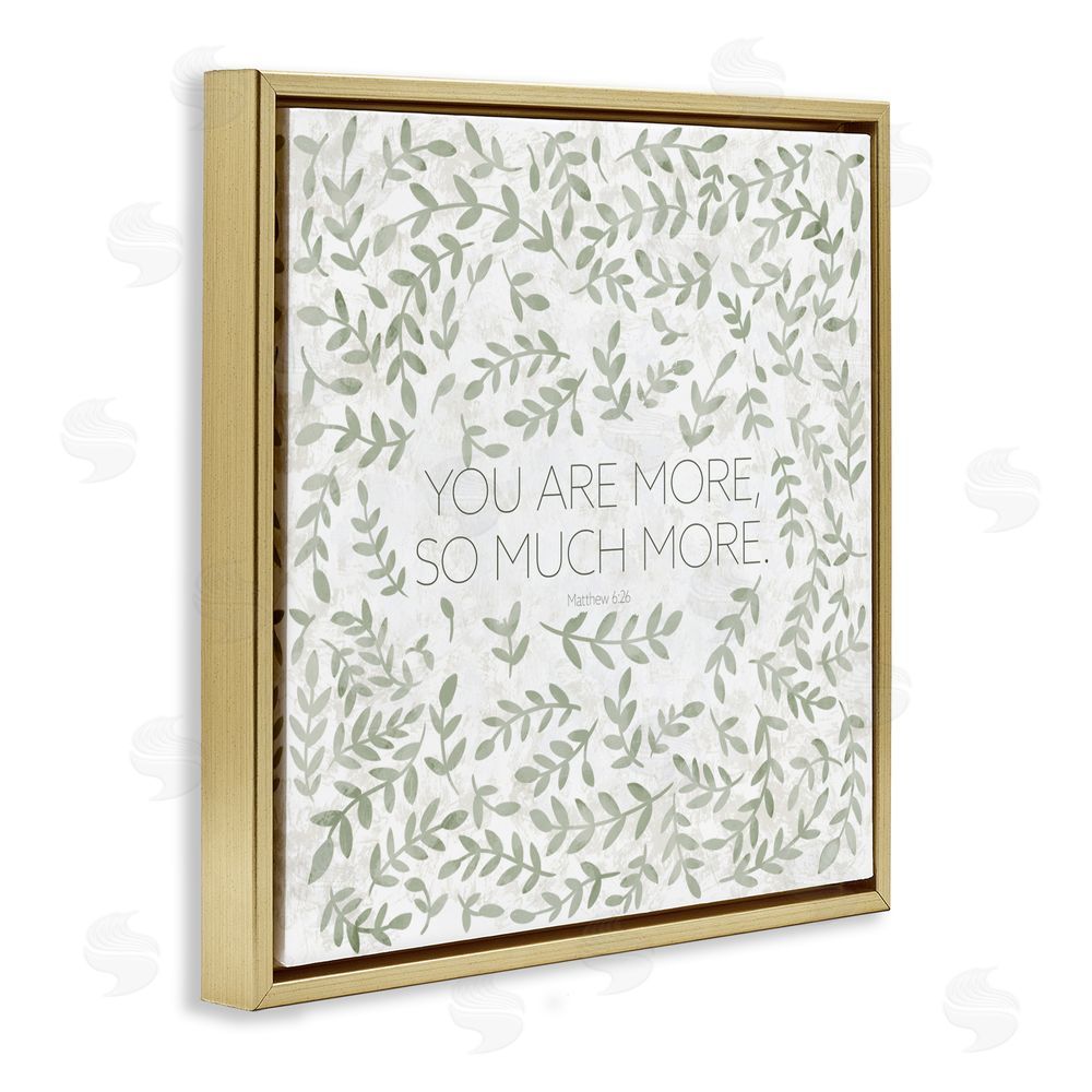 Sundance Graphics Curved Ivy Sprigs Proverb Gold Floating Frame Canvas Wall Art Print