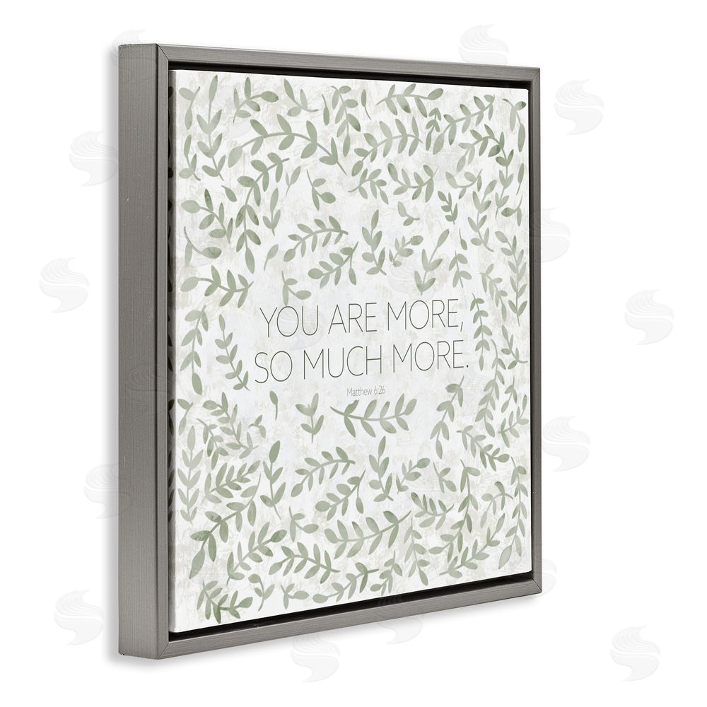 Sundance Graphics Curved Ivy Sprigs Proverb Gray Floating Frame Canvas Wall Art Print