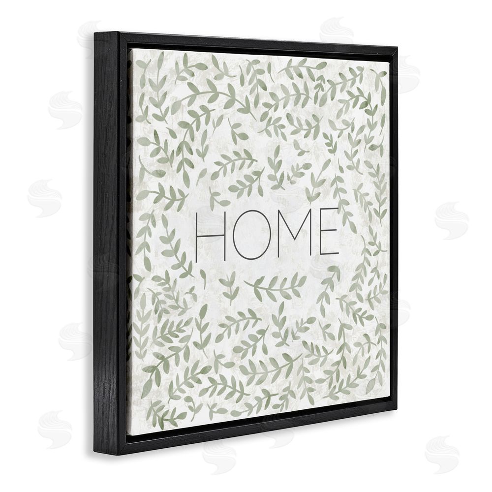 Sundance Graphics Curved Ivy Sprigs Greenery Black Floating Frame Canvas Wall Art Print