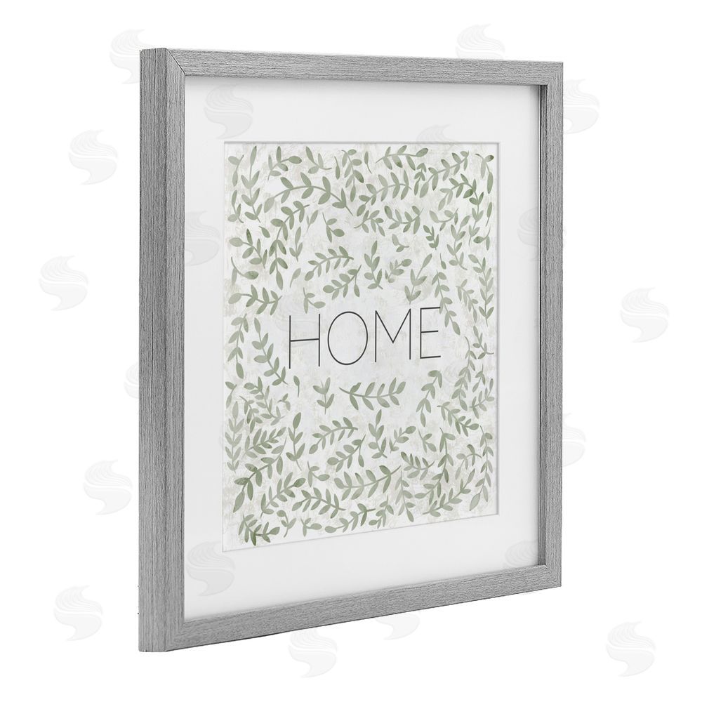 Sundance Graphics Curved Ivy Sprigs Greenery Gray Framed Print Under Glass Wall Art