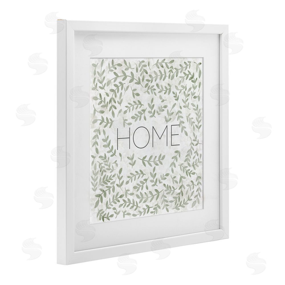 Sundance Graphics Curved Ivy Sprigs Greenery White Framed Print Under Glass Wall Art