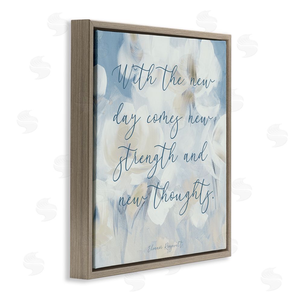 Lanie Loreth Strength & New Thoughts Quote Brown Floating Frame Canvas Wall Art Print