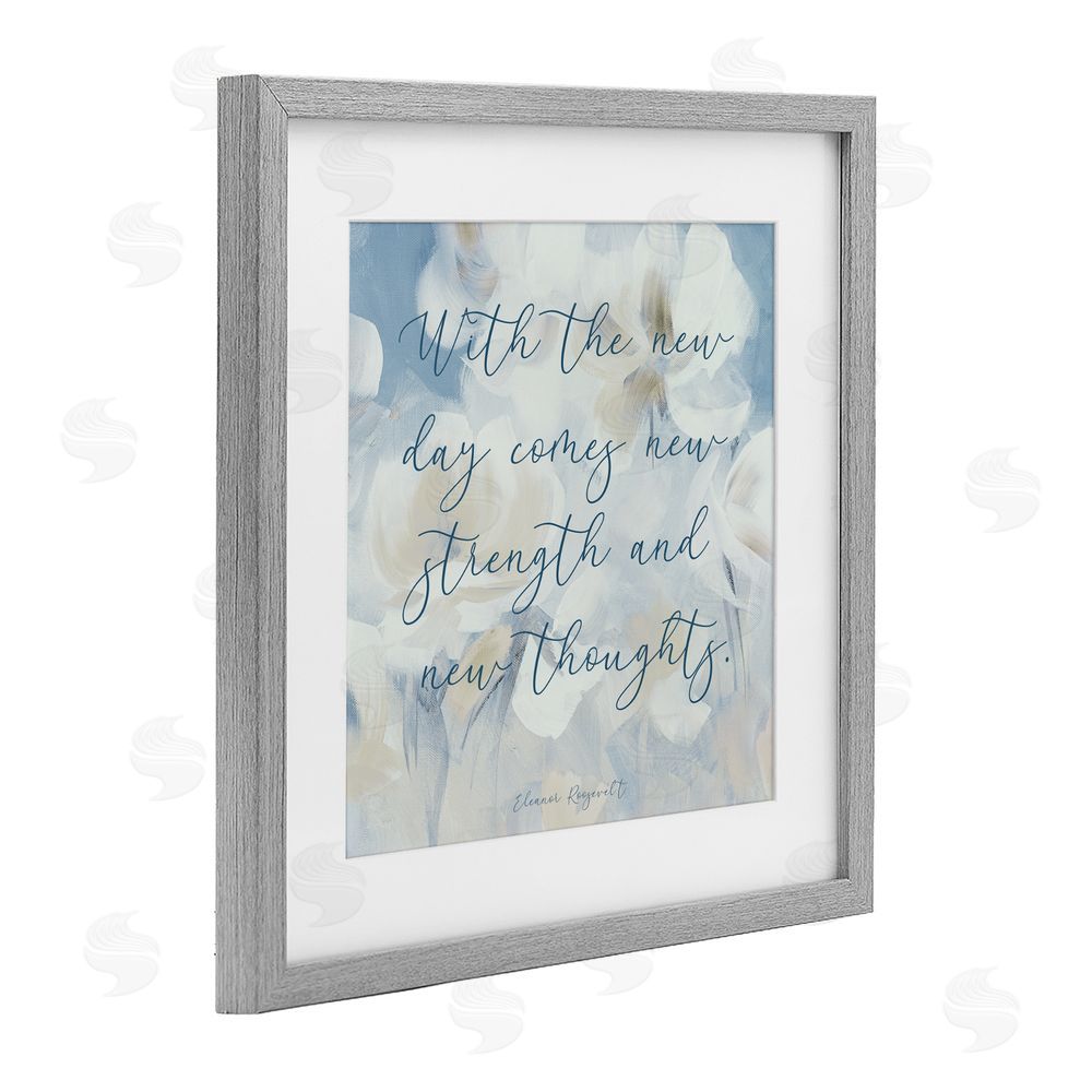 Lanie Loreth Strength & New Thoughts Quote Gray Framed Print Under Glass Wall Art