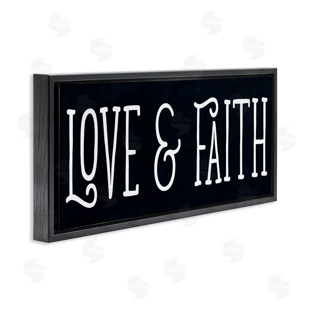 Sundance Graphics Love & Faith on Black Black Floating Frame Canvas Wall Art Print