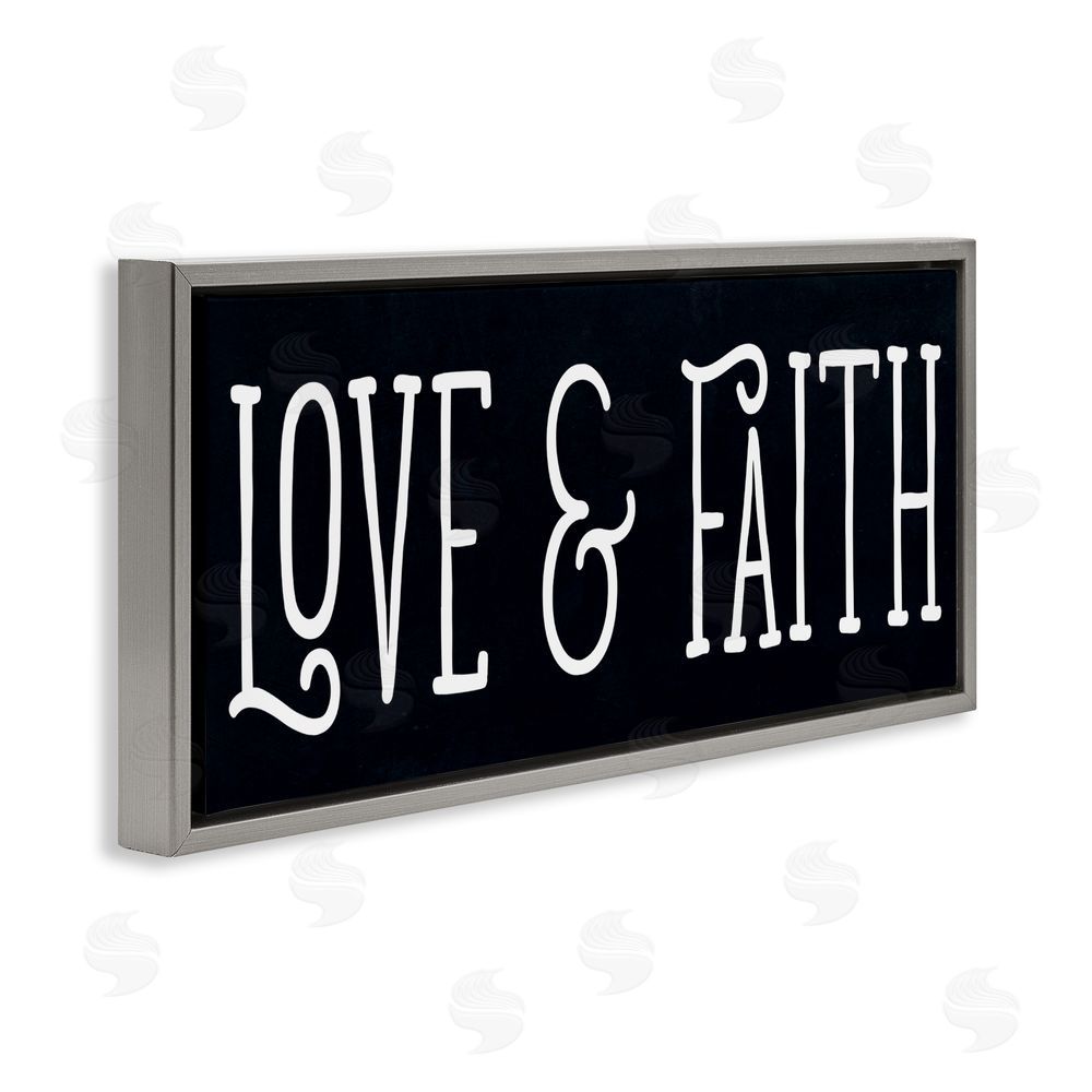 Sundance Graphics Love & Faith on Black Gray Floating Frame Canvas Wall Art Print
