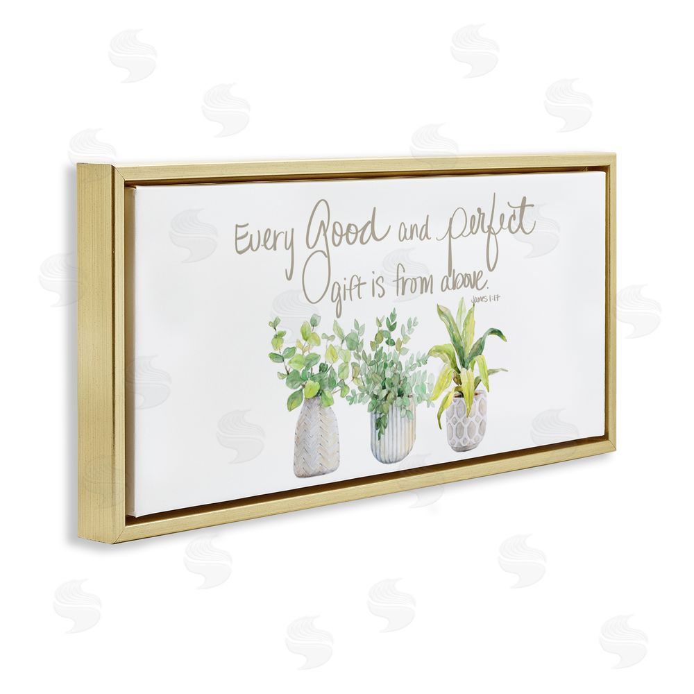 Sundance Graphics Every Good & Perfect Gift Gold Floating Frame Canvas Wall Art Print