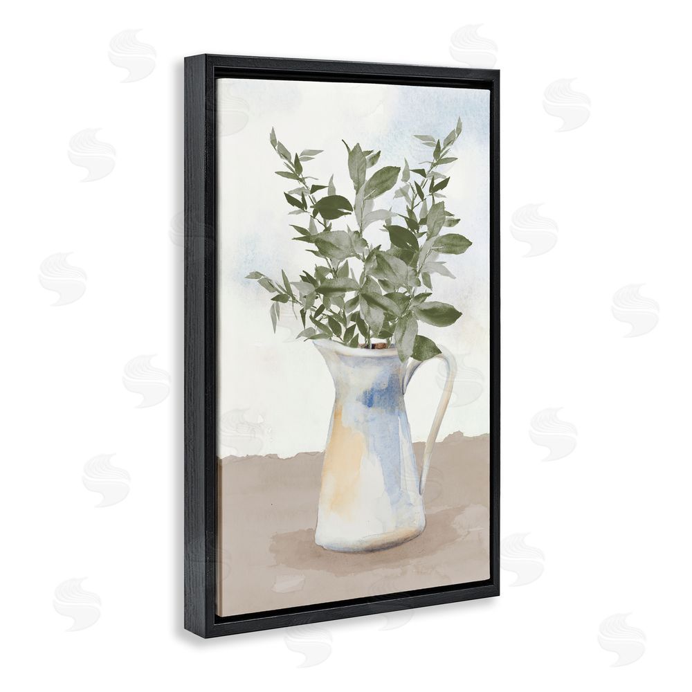 Sundance Graphics Eucalyptus Botanicals Vase Black Floating Frame Canvas Wall Art Print