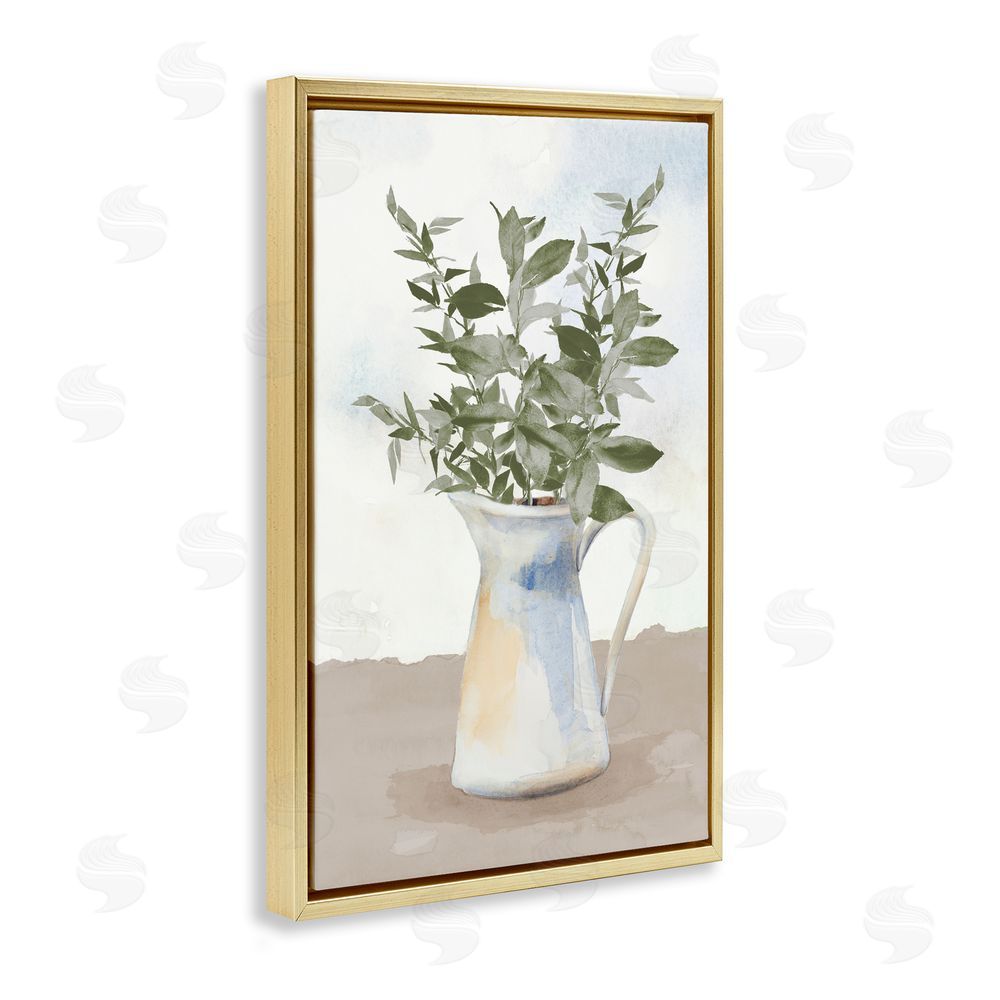Sundance Graphics Eucalyptus Botanicals Vase Gold Floating Frame Canvas Wall Art Print