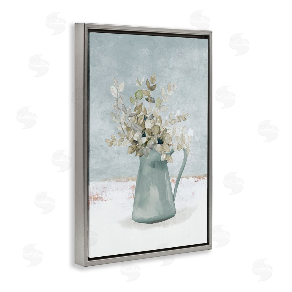 Sundance Graphics Blue Botanical Arrangement Gray Floating Frame Canvas Wall Art Print