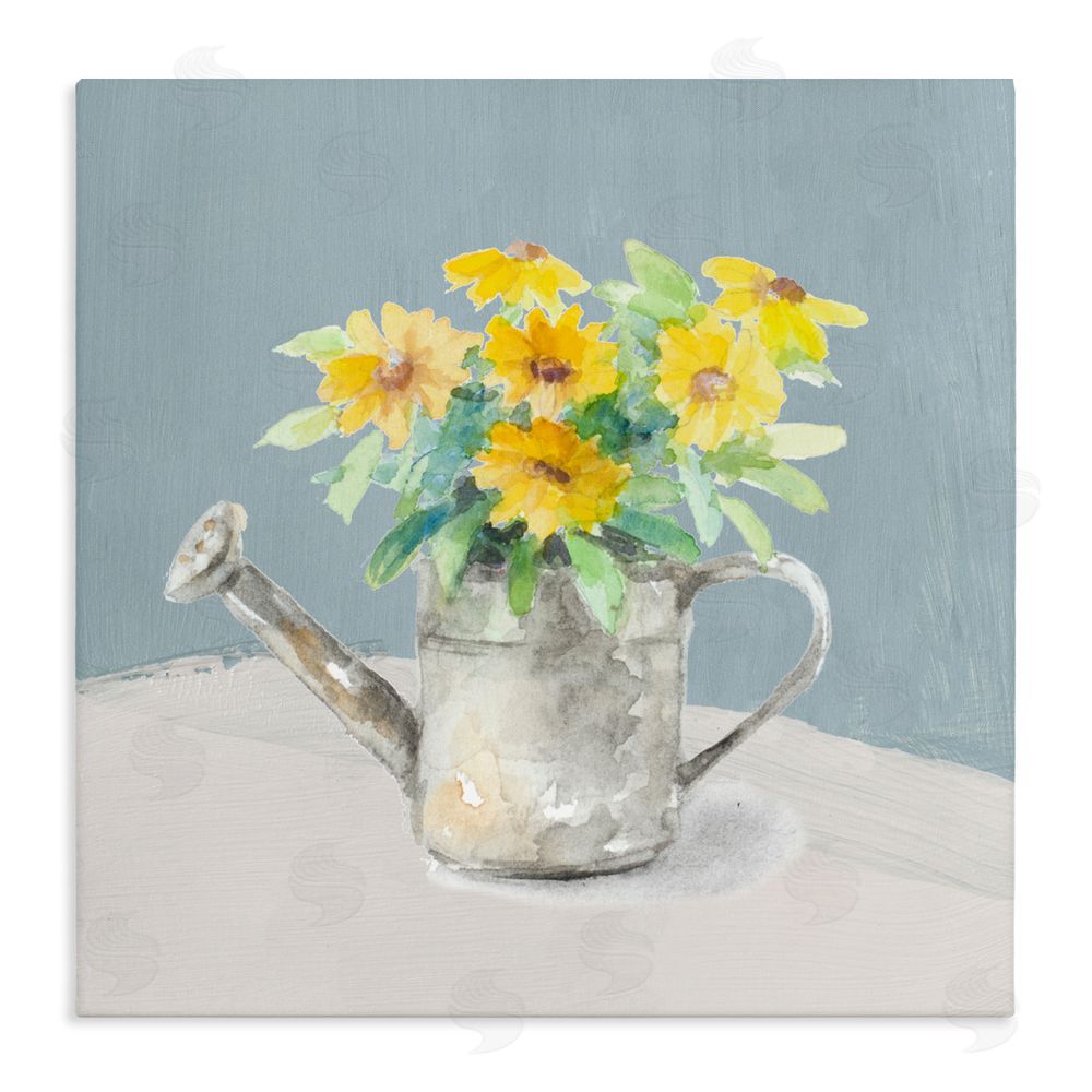 Sundance Graphics Daisies in Watering Can Canvas Wall Art Print