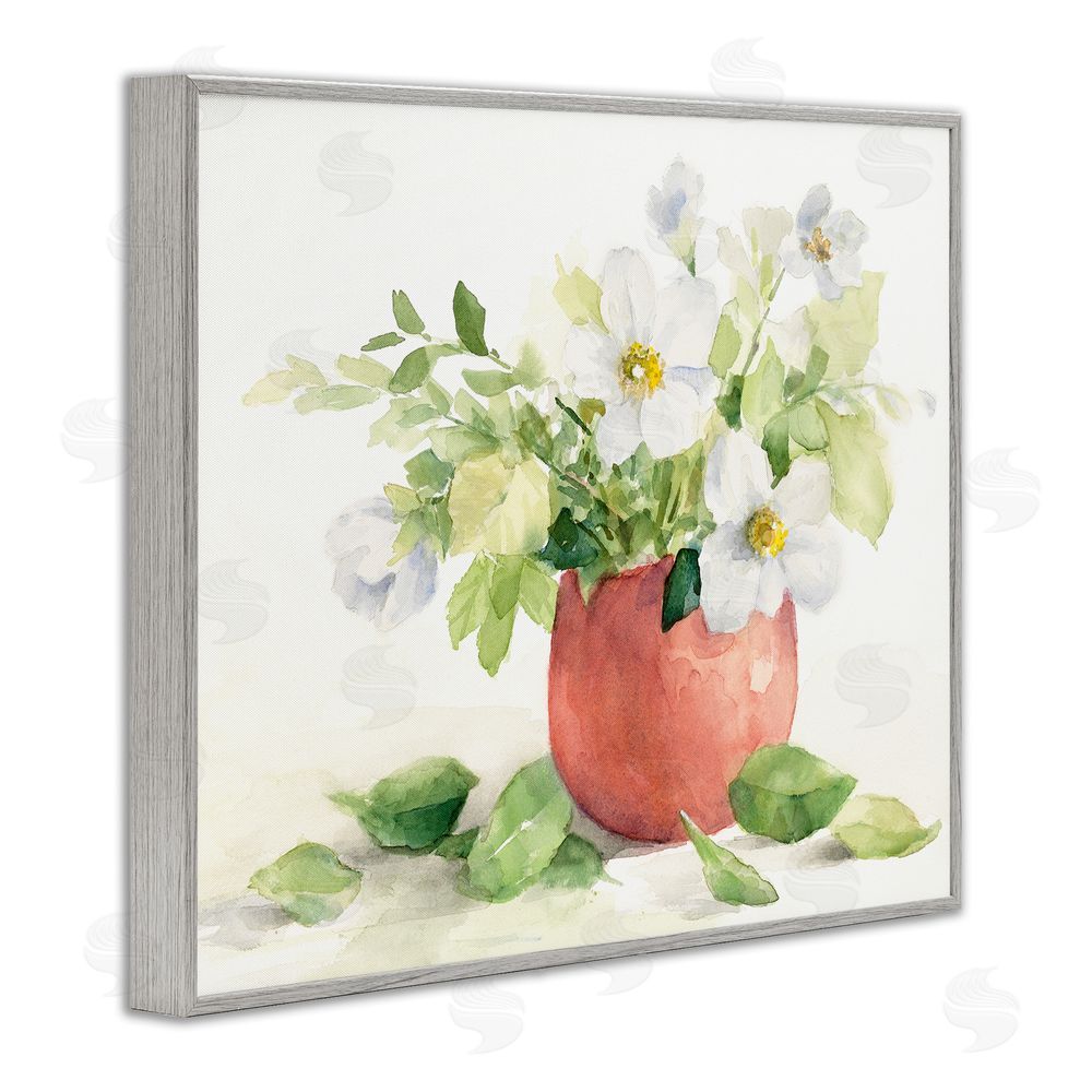 Lanie Loreth White Anemones in Copper Vase Gray Framed Giclee Wall Art Print