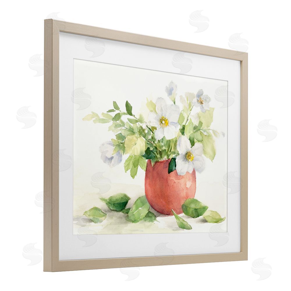 Lanie Loreth White Anemones in Copper Vase Birch Framed Print Under Glass Wall Art