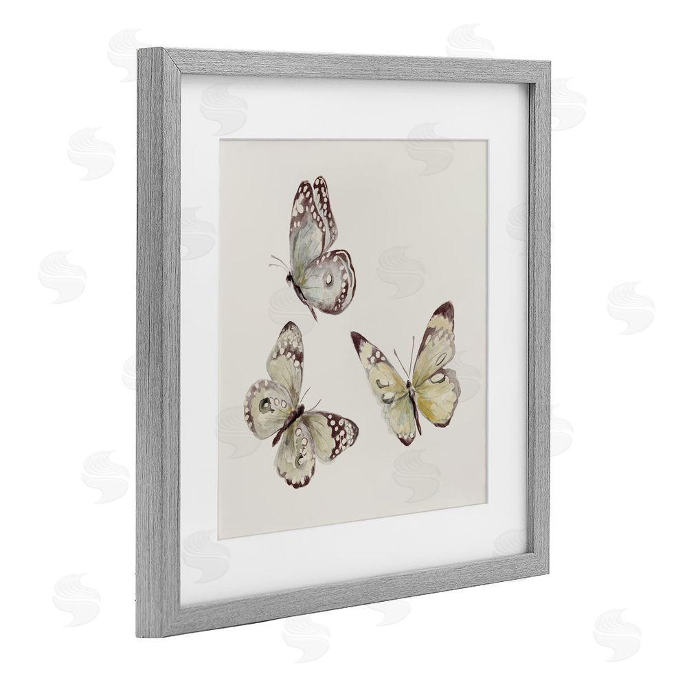 Sundance Graphics Isolated Butterflies on Beige Gray Framed Print Under Glass Wall Art
