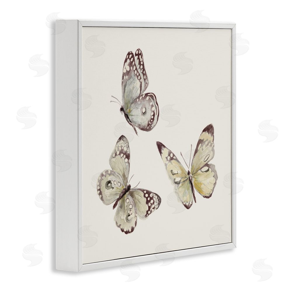 Sundance Graphics Isolated Butterflies on Beige White Framed Giclee Wall Art Print