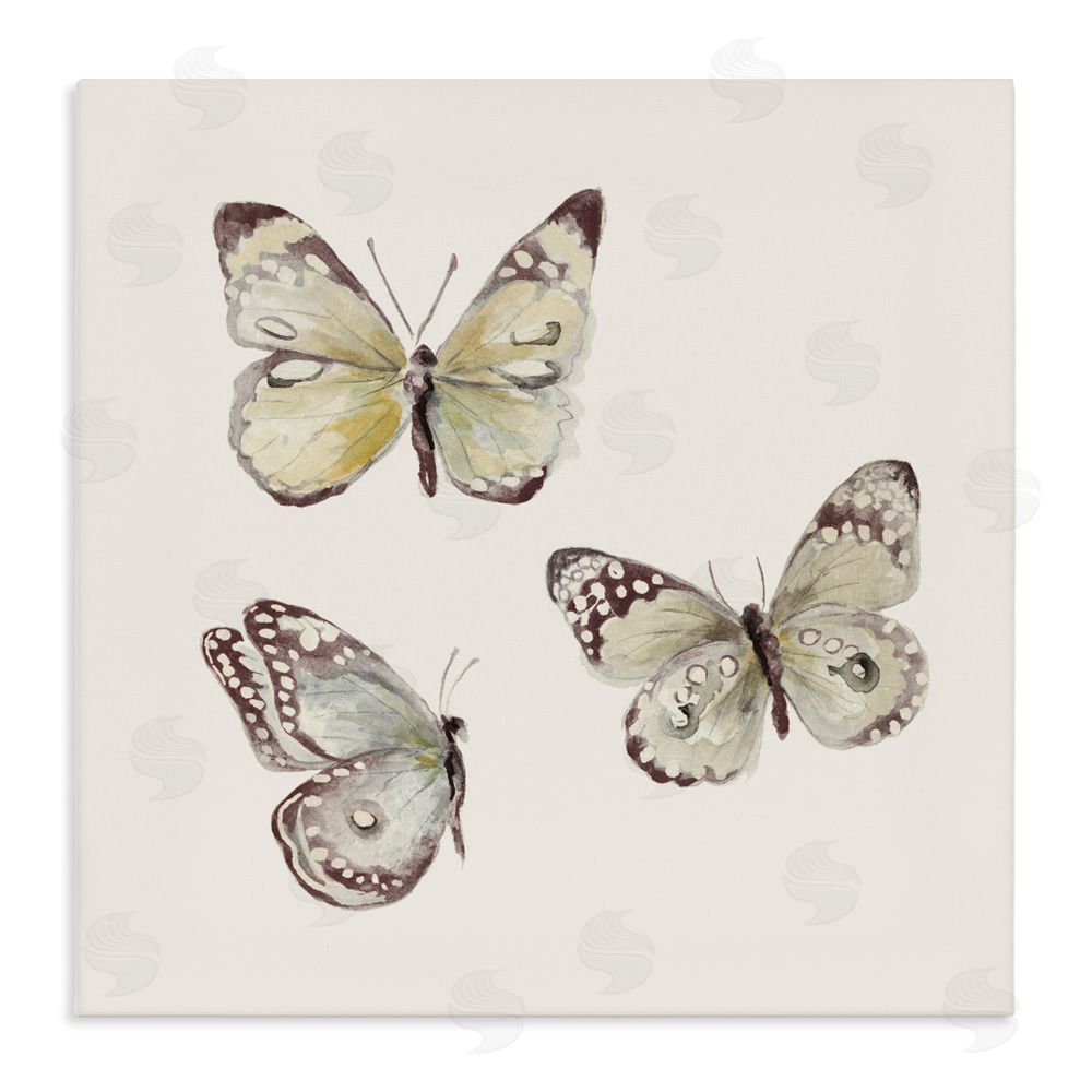 Sundance Graphics Delicate Butterflies on Beige Canvas Wall Art Print