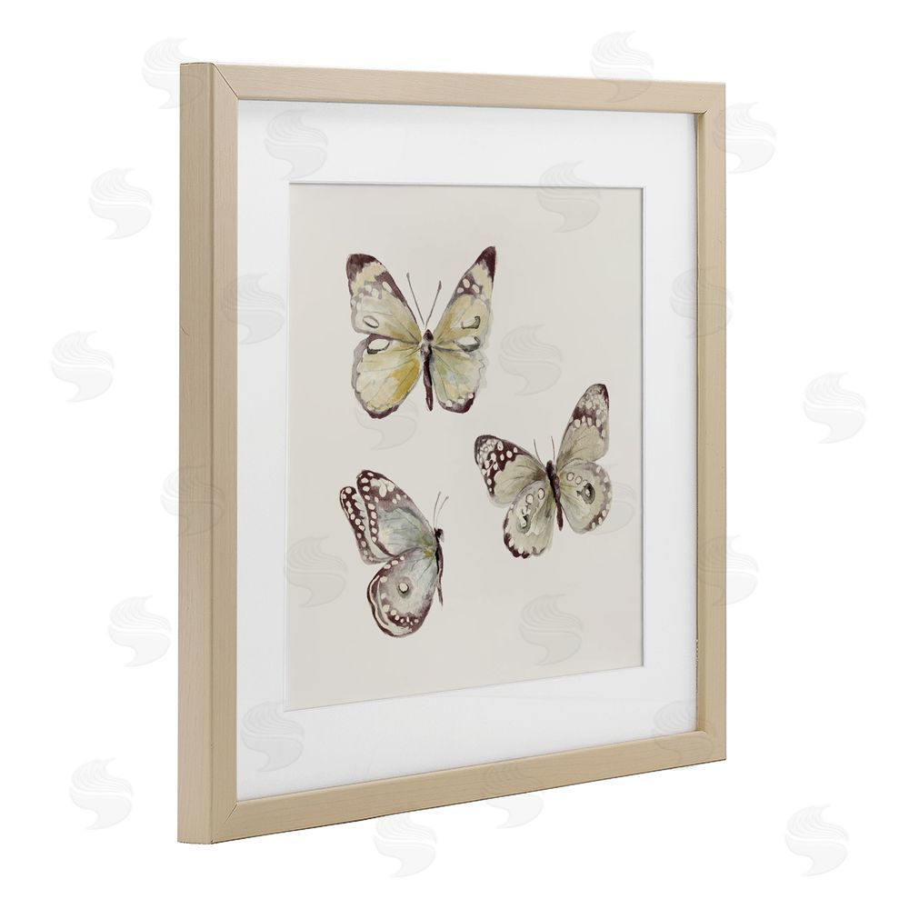 Sundance Graphics Delicate Butterflies on Beige Birch Framed Print Under Glass Wall Art