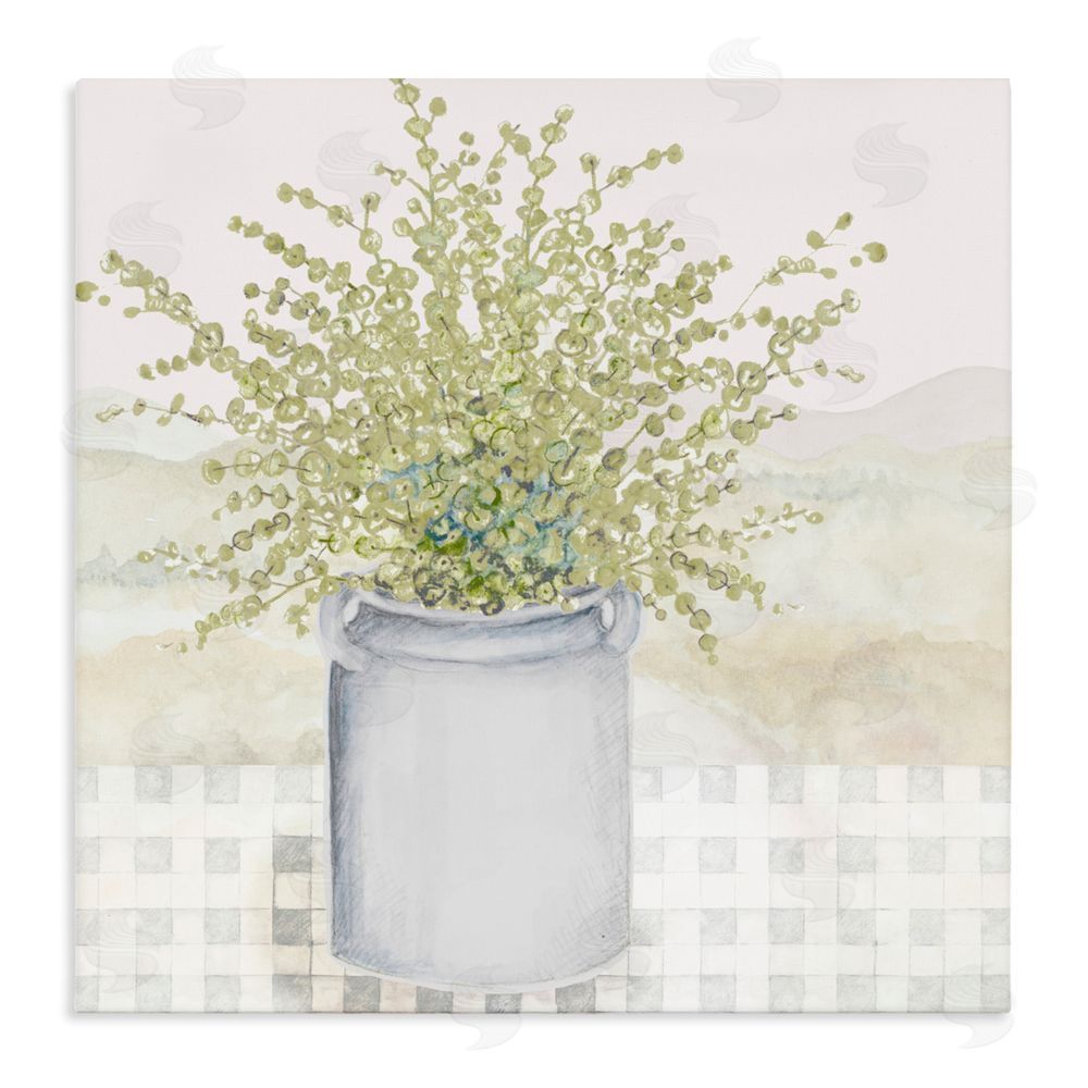 Janice Gaynor Potted Farm Herbs Stretched Canvas Wall Art Print