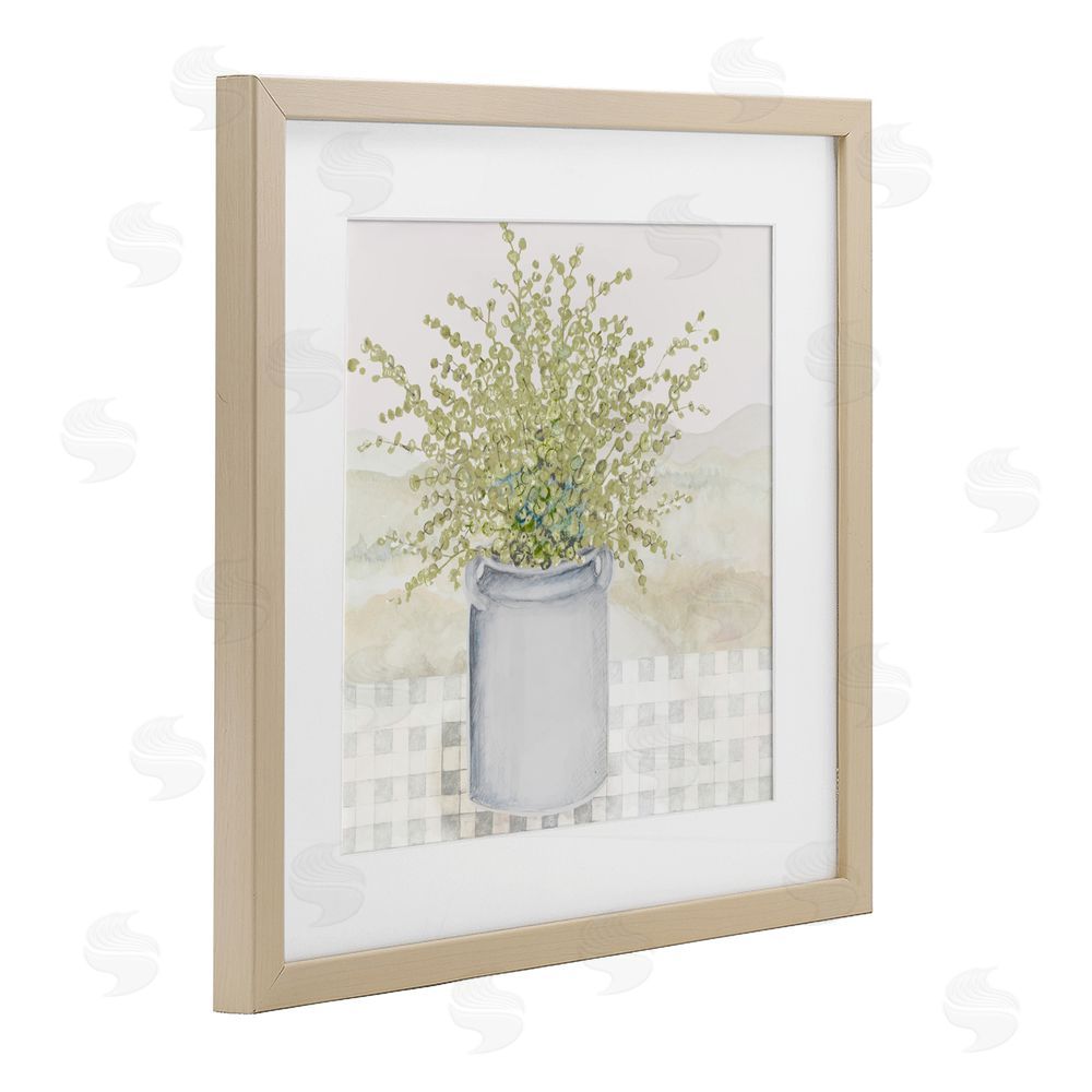 Janice Gaynor Potted Farm Herbs Birch Framed Print Under Glass Wall Art