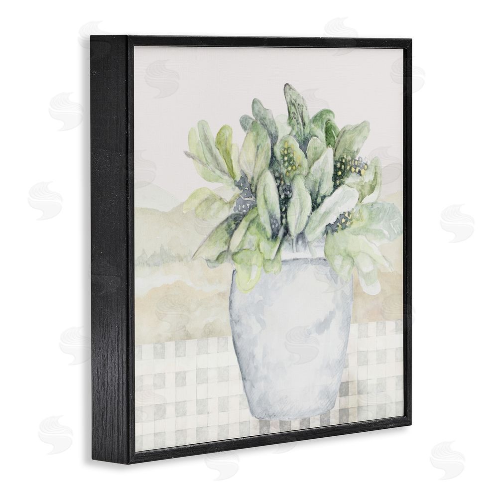 Janice Gaynor Potted Farm Herbs Arrangement Black Framed Giclee Wall Art Print