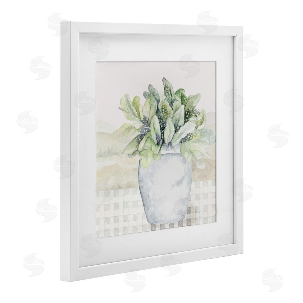 Janice Gaynor Potted Farm Herbs Arrangement White Framed Print Under Glass Wall Art