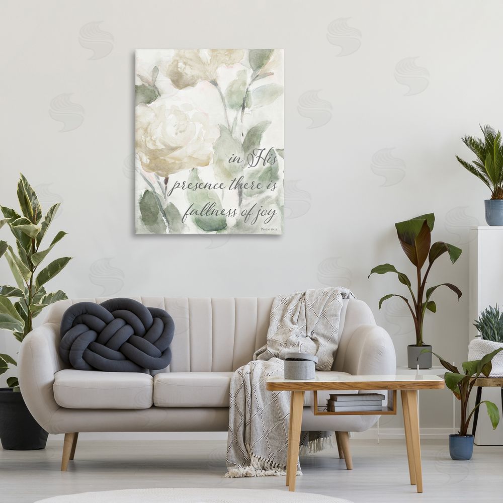 Sundance Graphics His Presence Floral Scripture Canvas Wall Art Print in Room