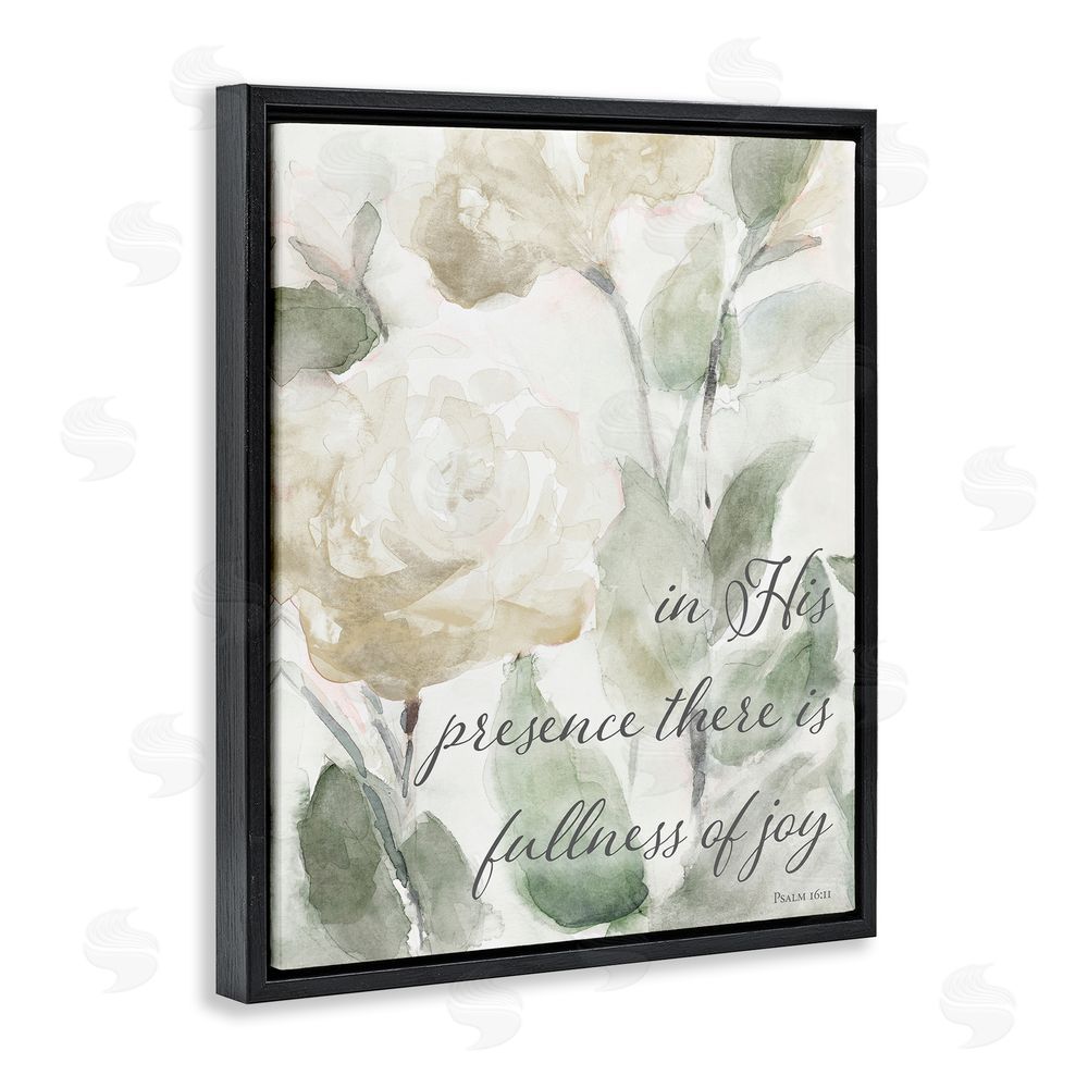 Sundance Graphics His Presence Floral Scripture Black Floating Frame Canvas Wall Art Print