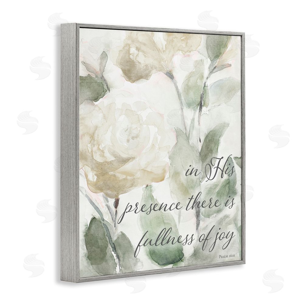 Sundance Graphics His Presence Floral Scripture Gray Framed Giclee Wall Art Print