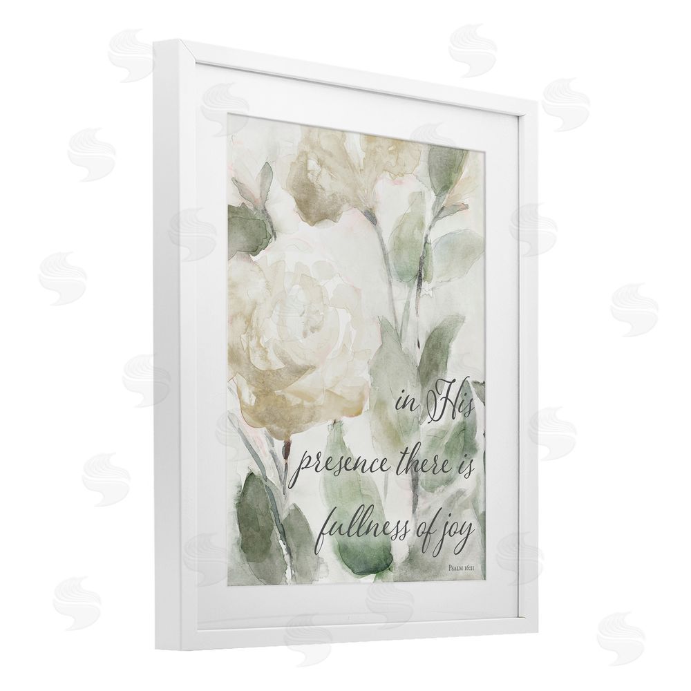 Sundance Graphics His Presence Floral Scripture White Framed Print Under Glass Wall Art