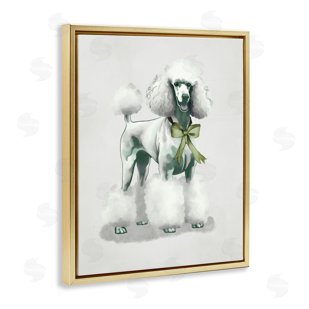 Sundance Graphics Graceful Poodle & Ribbon Gold Floating Frame Canvas Wall Art Print