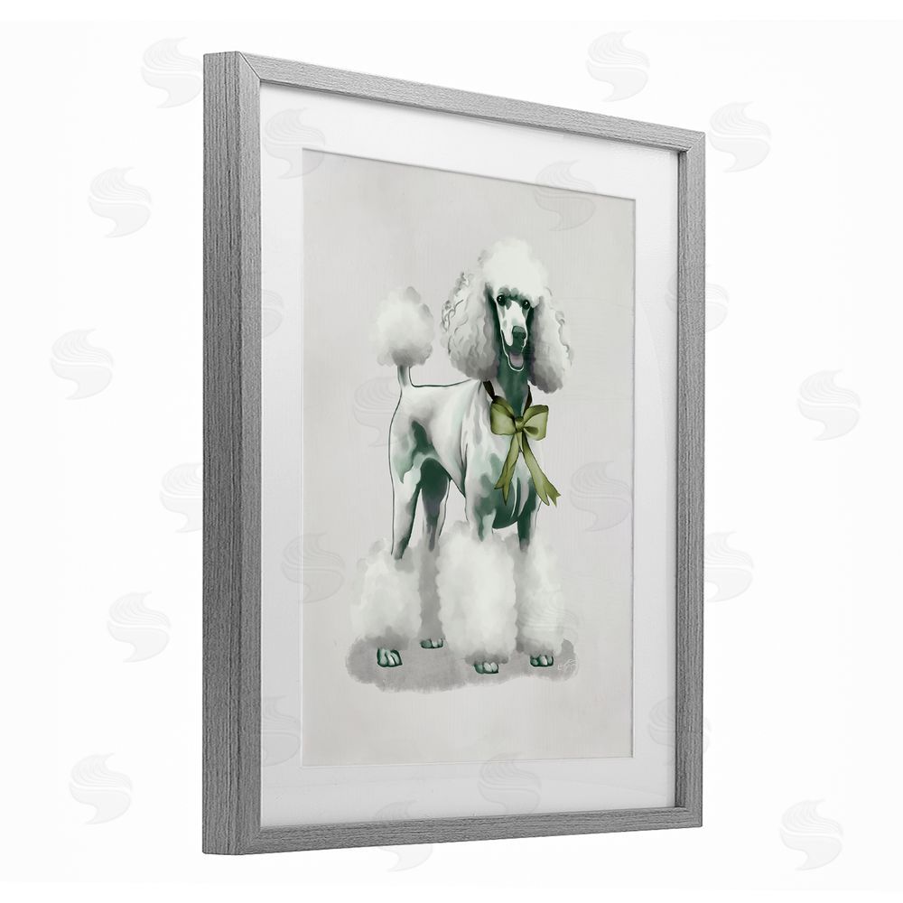 Sundance Graphics Graceful Poodle & Ribbon Gray Framed Print Under Glass Wall Art