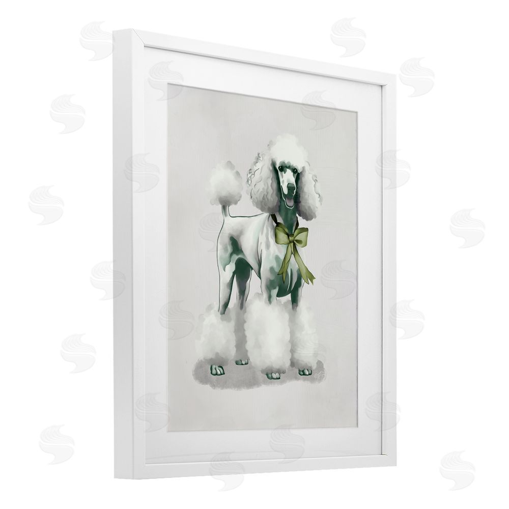 Sundance Graphics Graceful Poodle & Ribbon White Framed Print Under Glass Wall Art