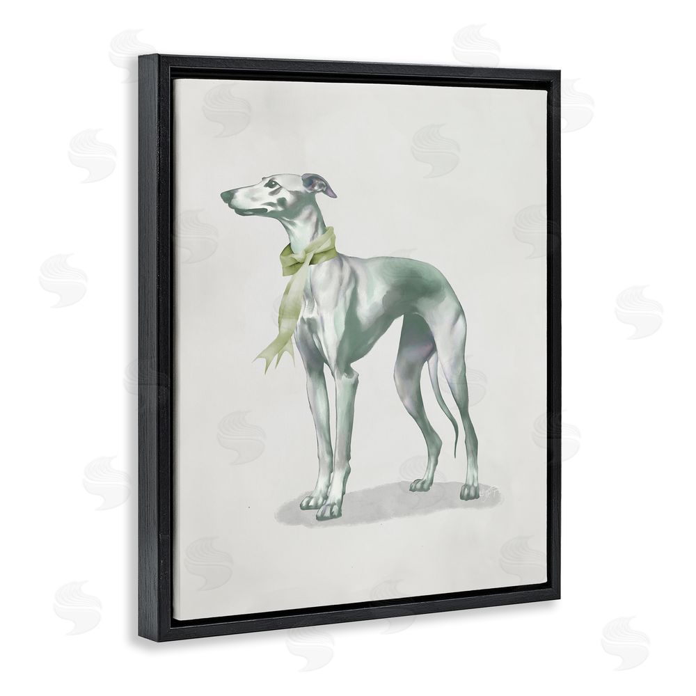 Sundance Graphics Graceful Dog & Ribbon Black Floating Frame Canvas Wall Art Print
