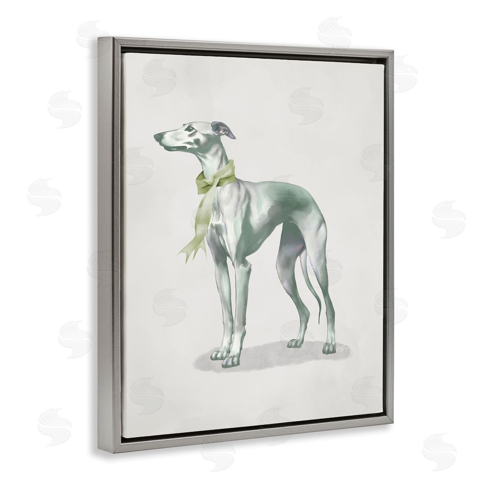 Sundance Graphics Graceful Dog & Ribbon Gray Floating Frame Canvas Wall Art Print