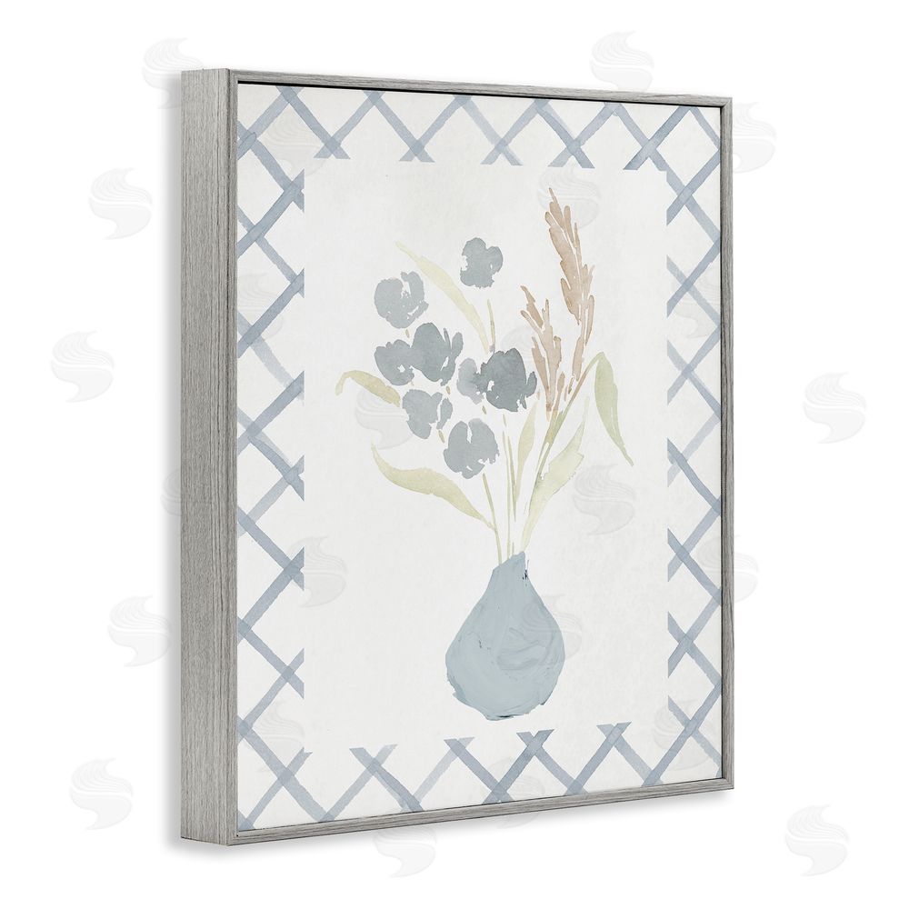 Sundance Graphics Muted Blue Anna Bouquet Gray Framed Giclee Wall Art Print