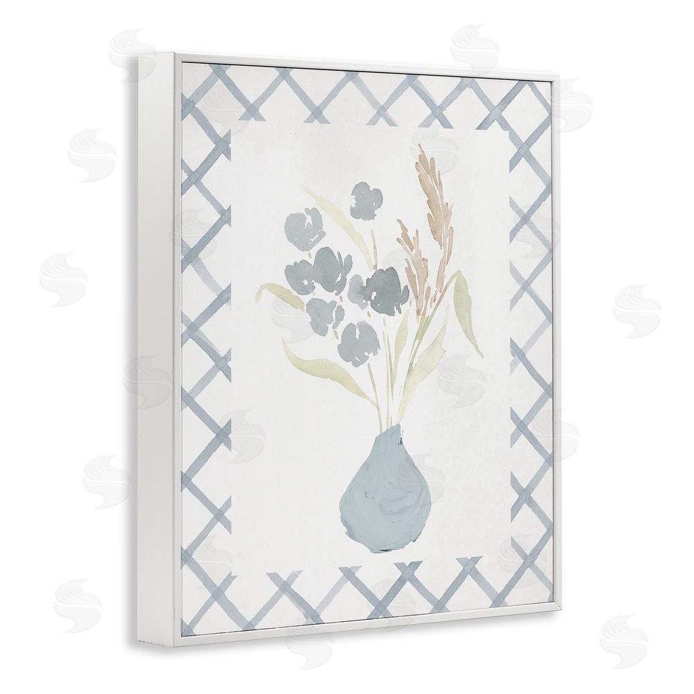 Sundance Graphics Muted Blue Anna Bouquet White Framed Giclee Wall Art Print