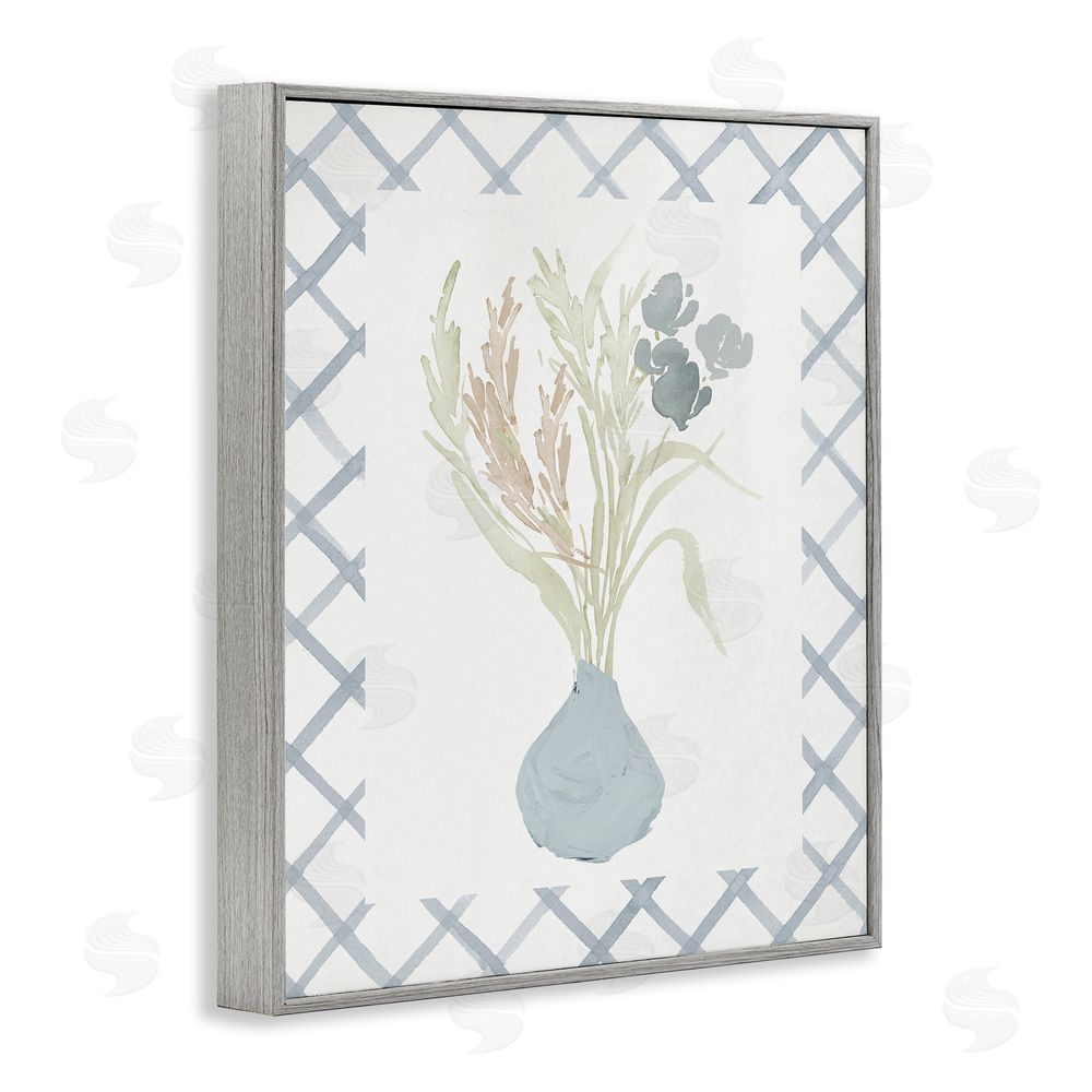 Elizabeth Medley Soft Blue Anna Bouquet Gray Framed Giclee Wall Art Print