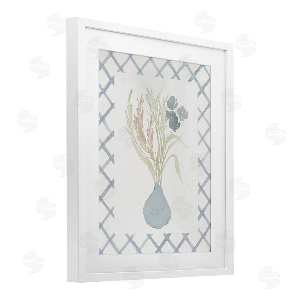 Elizabeth Medley Soft Blue Anna Bouquet White Framed Print Under Glass Wall Art