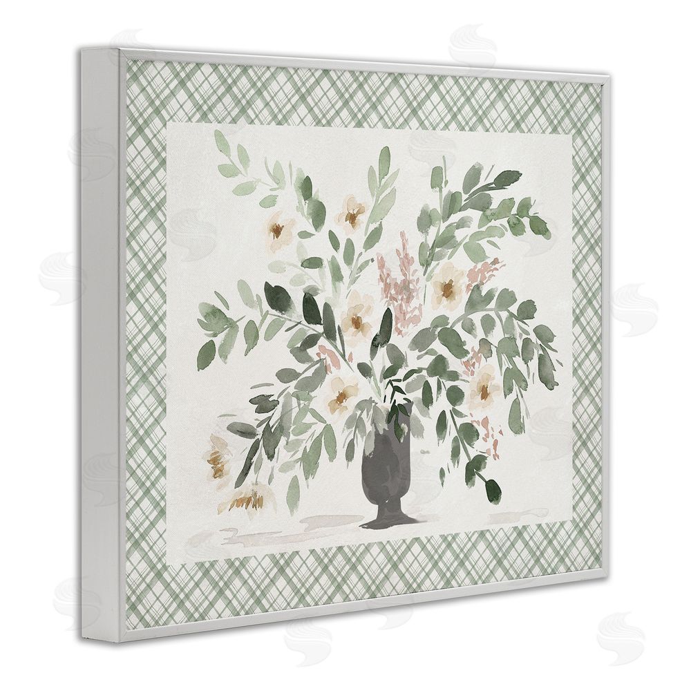 Lucille Price Springtime Bouquet on Plaid White Framed Giclee Wall Art Print
