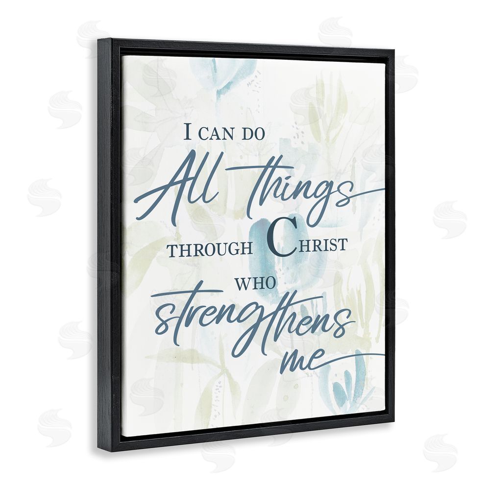 Sundance Graphics All Things Through Christ Black Floating Frame Canvas Wall Art Print