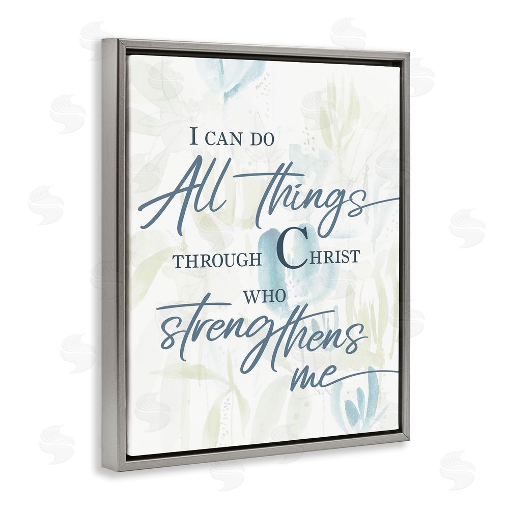 Sundance Graphics All Things Through Christ Gray Floating Frame Canvas Wall Art Print