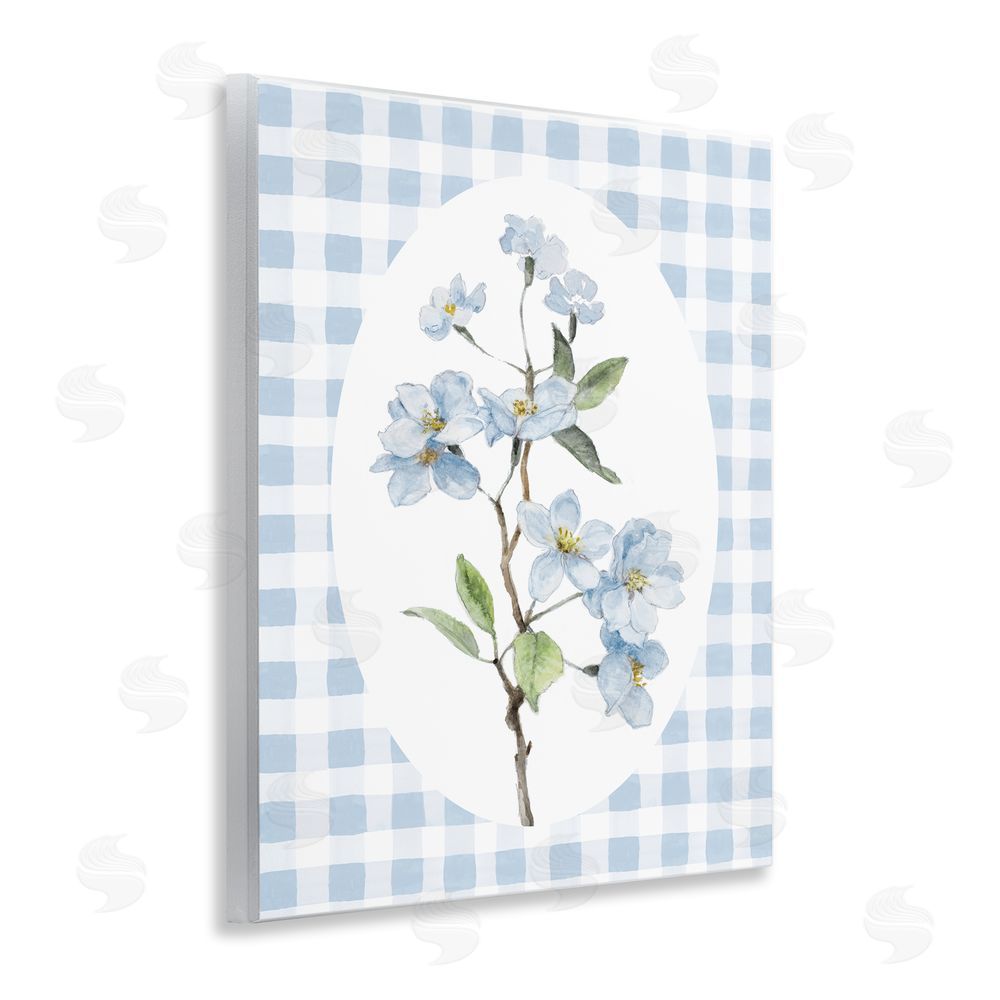 Sundance Graphics Blooms on Blue Checkers Wall Plaque Printed Art