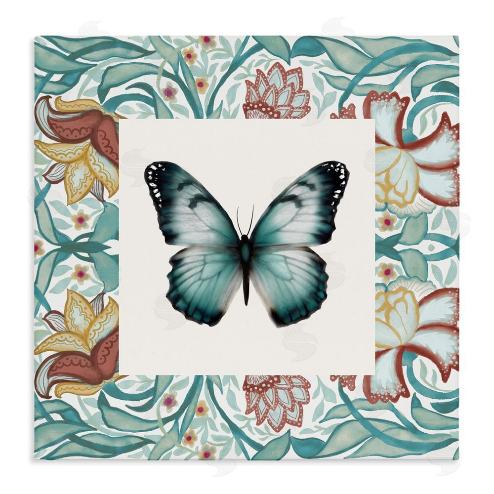 Sundance Graphics Blue Toned Baroque Butterfly Canvas Wall Art Print