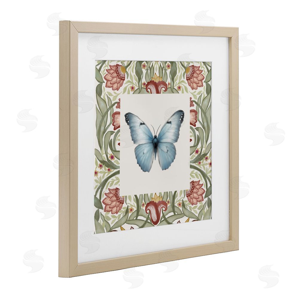 Sundance Graphics Baroque Butterfly Vintage Flowers Birch Framed Print Under Glass Wall Art