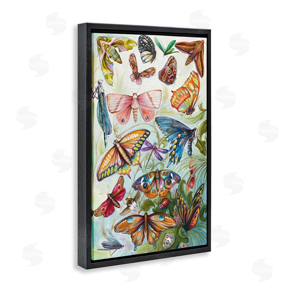 Sundance Graphics Colorful Butterfly Conservatory Black Floating Frame Canvas Wall Art Print