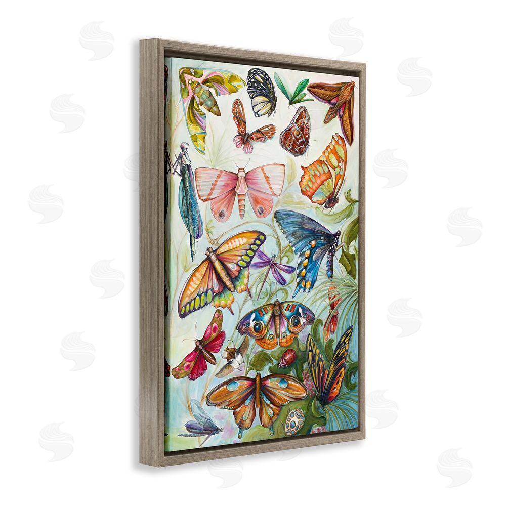 Sundance Graphics Colorful Butterfly Conservatory Brown Floating Frame Canvas Wall Art Print