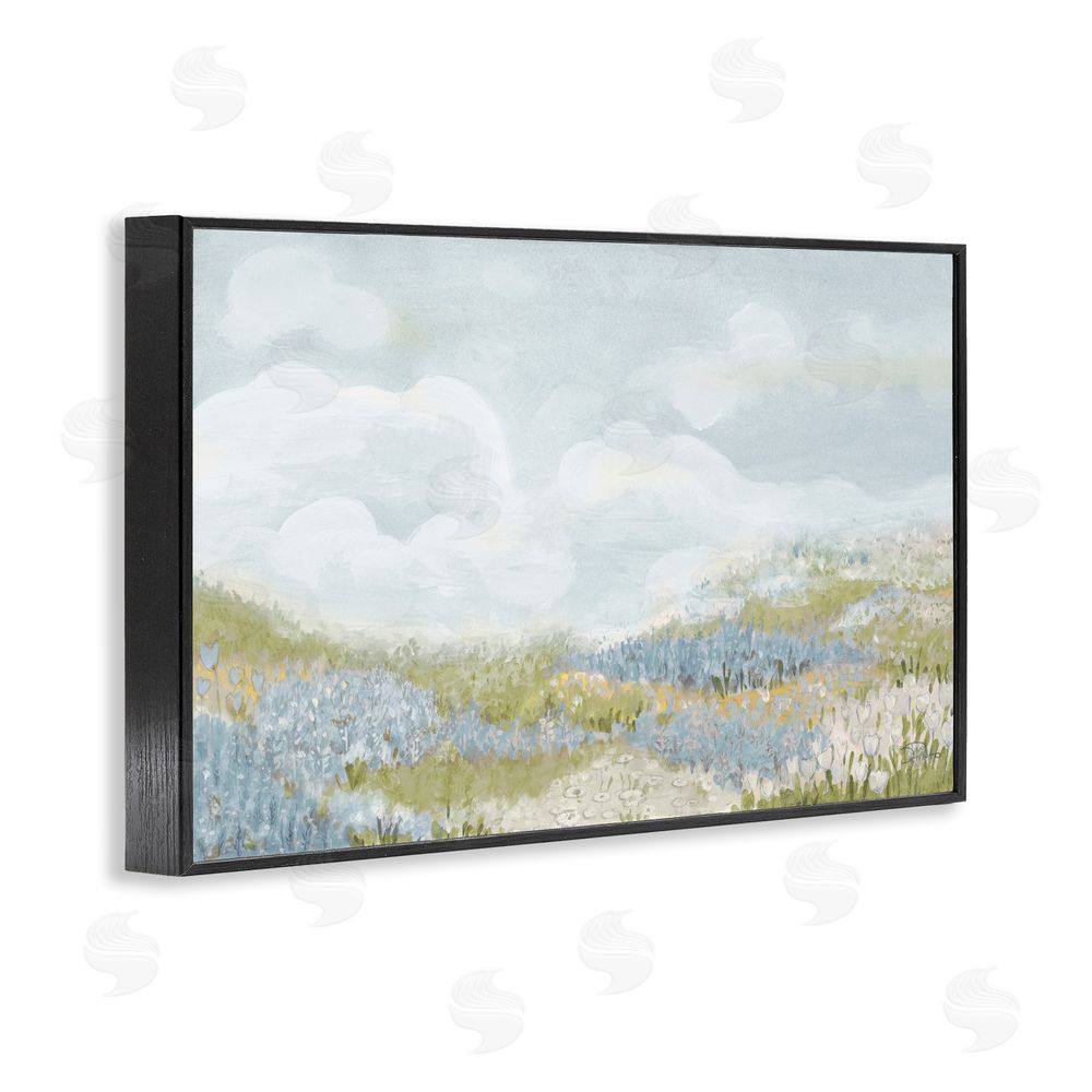 Sundance Graphics Blue Floral Meadow Black Framed Giclee Wall Art Print