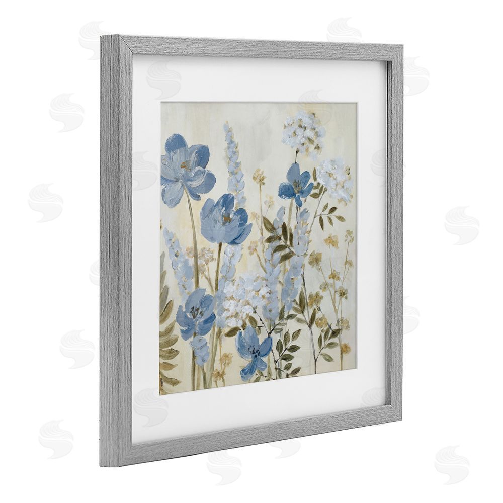 Lanie Loreth Peace In The Blue Garden Gray Framed Print Under Glass Wall Art