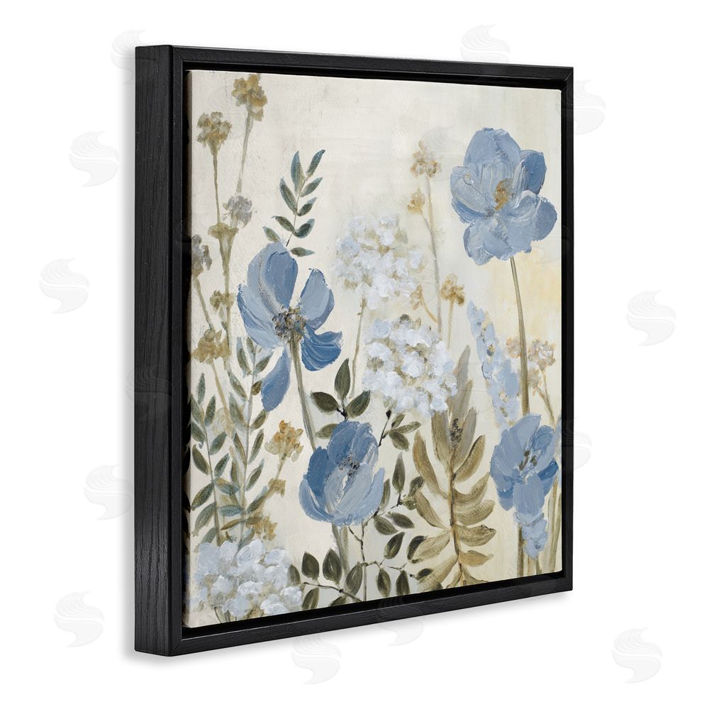 Lanie Loreth Peaceful Blue Iris Garden Black Floating Frame Canvas Wall Art Print